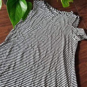Dress with black and white stripes